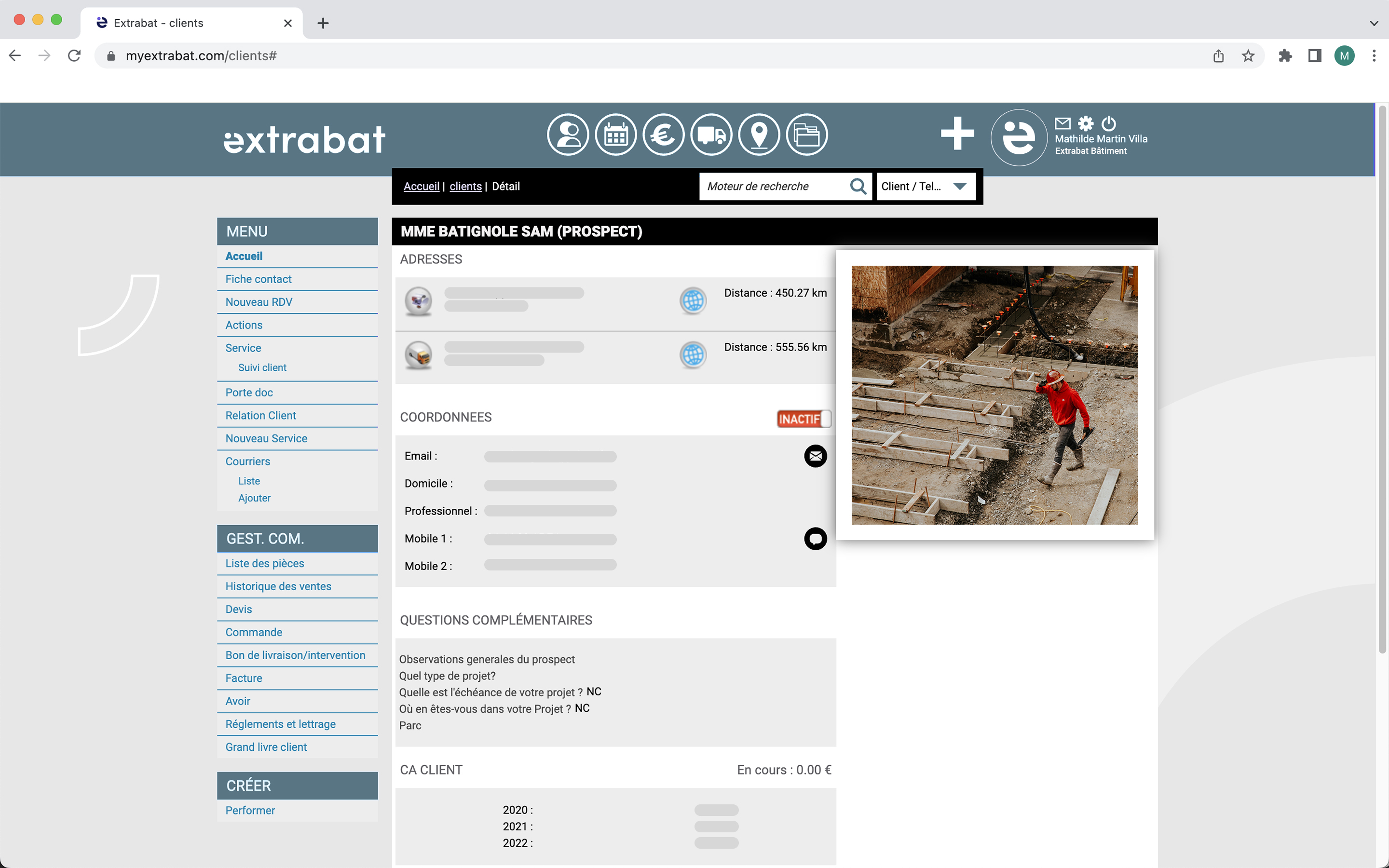 screenshot of Extrabat Batiment